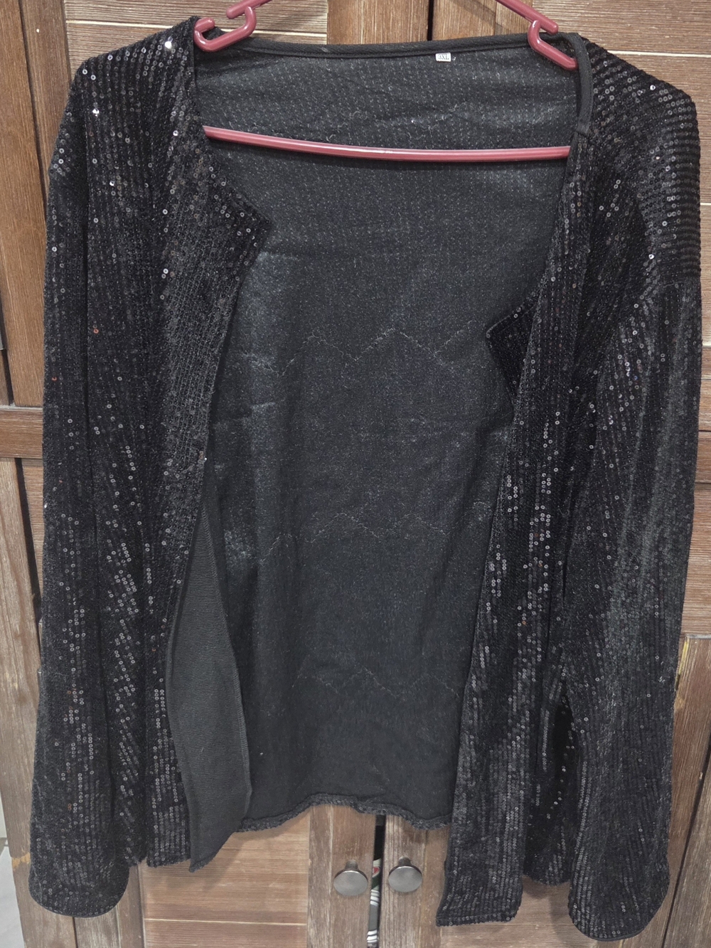 Black Sequin Open-Front Women’s Sweater 2X